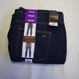 REALTREE MENS FLANNEL LINED DENIM JEANS PANTS 40X30